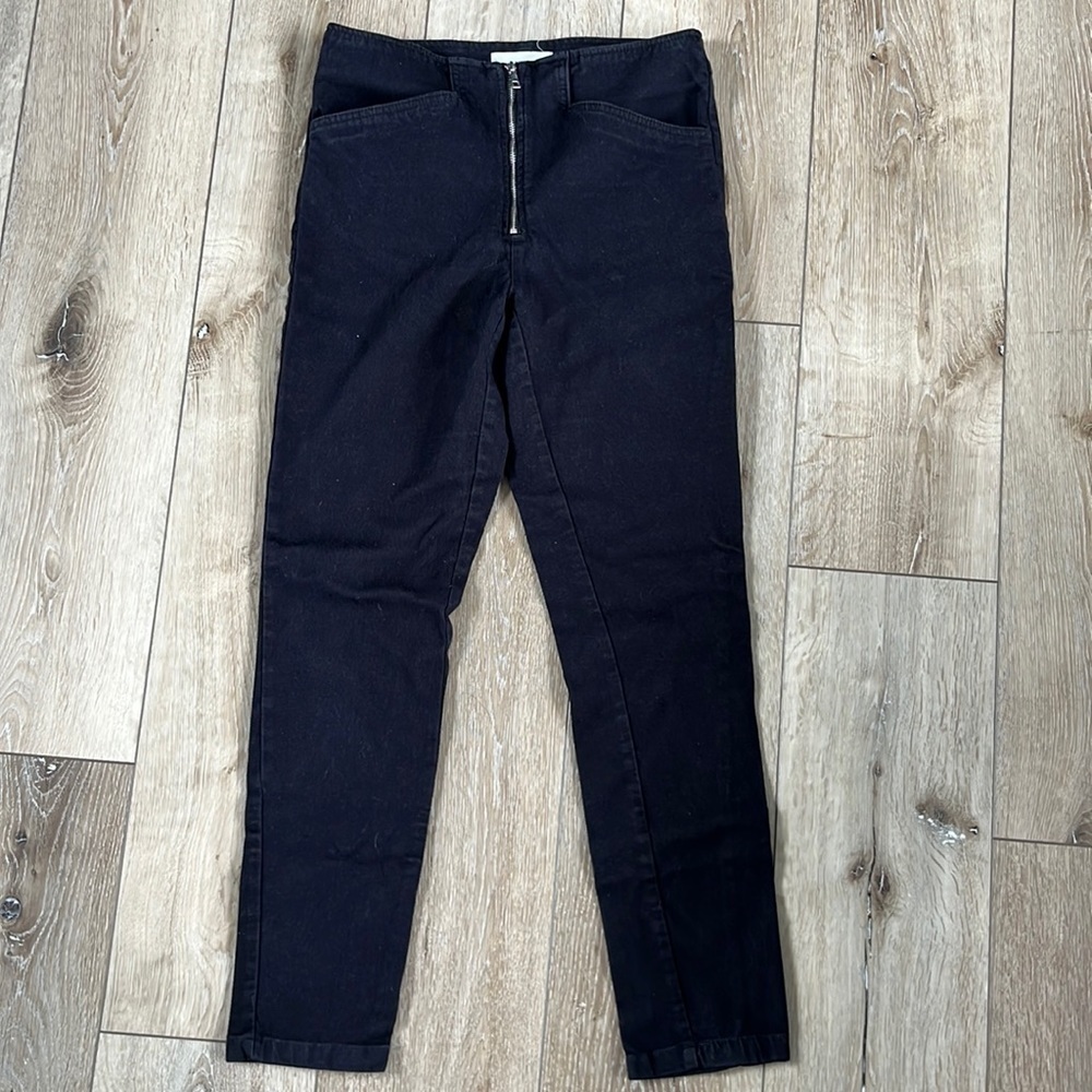 Mango Black Skinny Leg Jeans With Exposed Front Zipper Detail